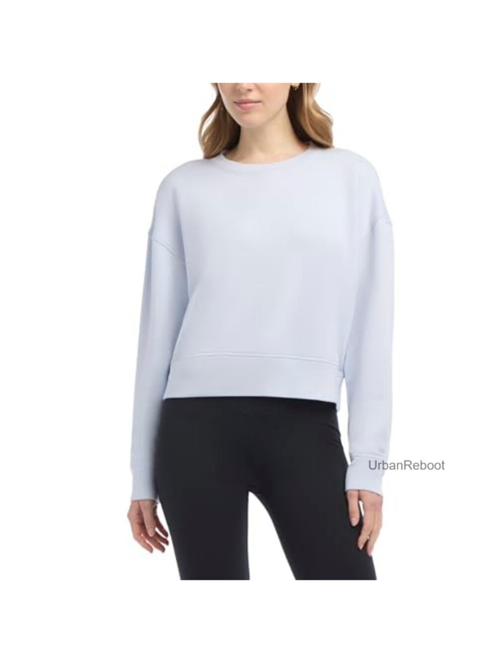 Cropped Luxe Crew Neck Sweatshirt Rayon Blend Pullover